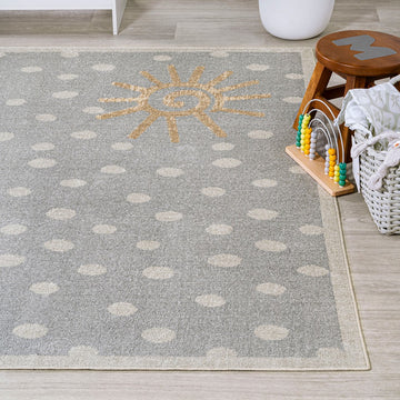 Minha Rainbow Dot Modern Machine-washable Area Rug